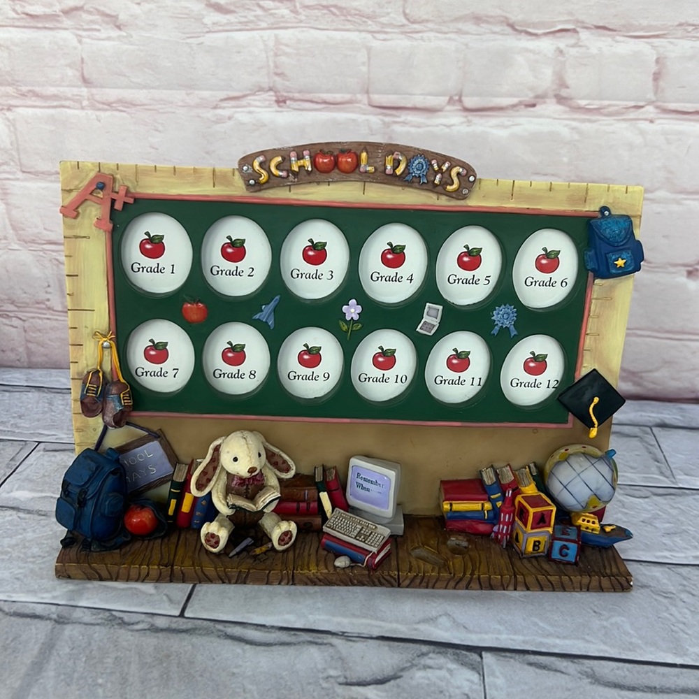 Vintage SCHOOL DAYS picture frame ceramic grades 1-12 picture display!